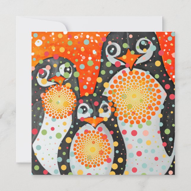 Tarjeta Festiva Pingüinos fantásticos (Anverso)