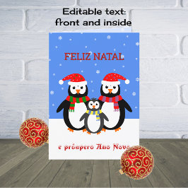 Tarjeta Festiva Pingüinos natales navidades portugueses