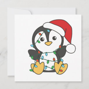 Tarjeta Festiva Pingüinos Navidades de pingüino en invierno