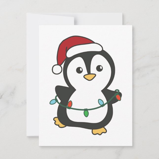 Tarjeta Festiva Pingüinos Navidades de pingüino en invierno (Anverso)