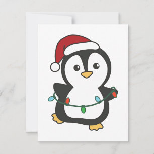Tarjeta Festiva Pingüinos Navidades de pingüino en invierno