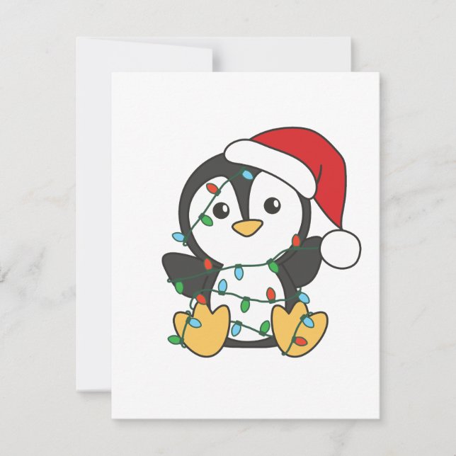 Tarjeta Festiva Pingüinos Navidades de pingüino en invierno (Anverso)