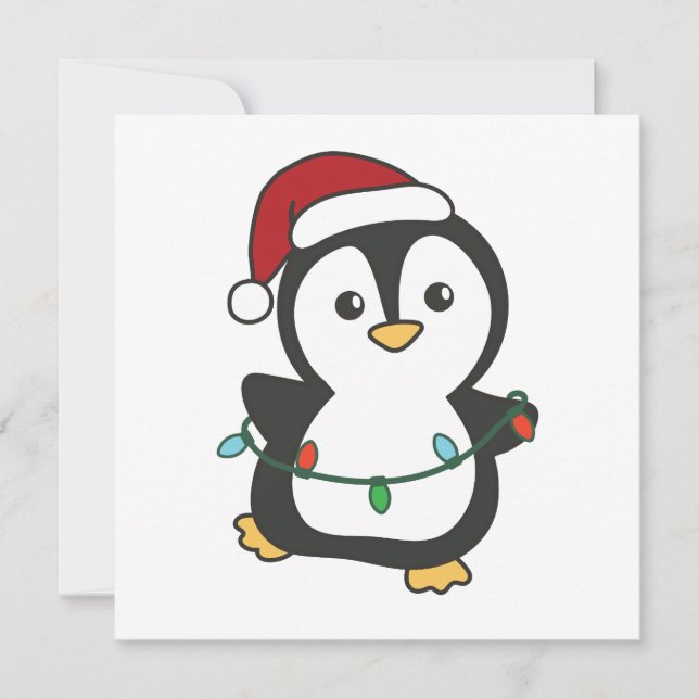 Tarjeta Festiva Pingüinos Navidades de pingüino en invierno (Anverso)