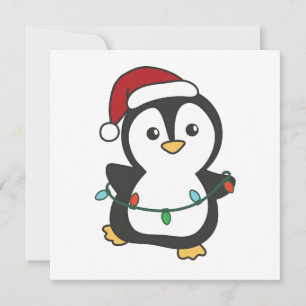 Tarjeta Festiva Pingüinos Navidades de pingüino en invierno