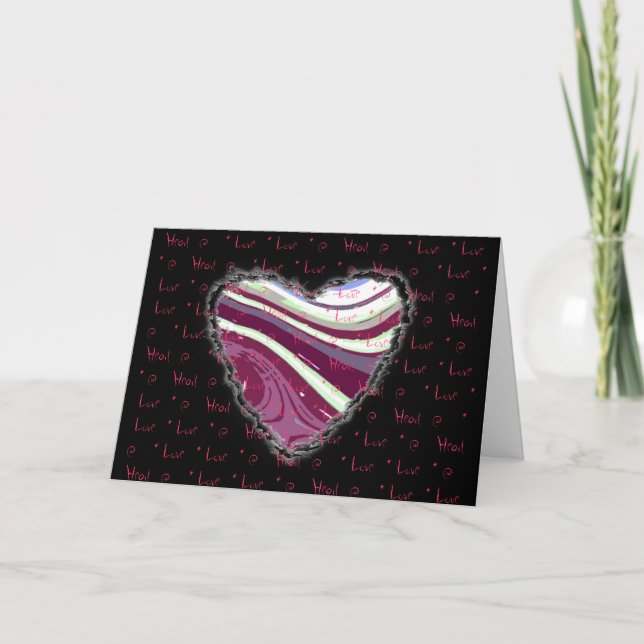 Tarjeta Festiva Pink Abstract Heart Valentine Love Romance (Anverso)