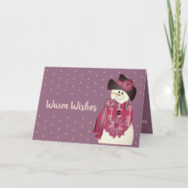 Tarjeta Festiva Pink and Plum Snowman