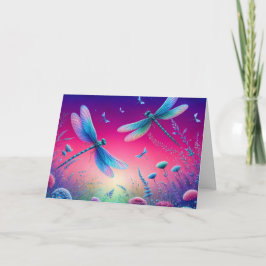 Tarjeta Festiva Pink and Purple Dragonfly Birthday Card