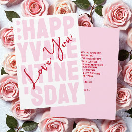 Tarjeta Festiva Pink and Red Typography Happy Valentine's Day