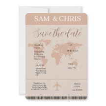 Pink Boarding Pass Wedding Invitation Map