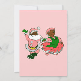 Tarjeta Festiva pink christmas black santa claus wife