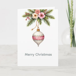Tarjeta Festiva Pink Christmas Ornament Holiday Card