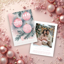 Tarjeta Festiva Pink Christmas Ornament Nordic Scandinavian Style 