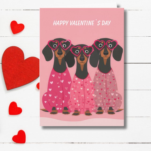 Tarjeta Festiva  Pink Dachshund Valentine’s Day Card (Subido por el creador)