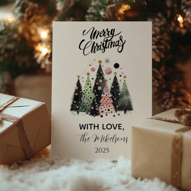 Tarjeta Festiva Pink Forest Christmas (Subido por el creador)