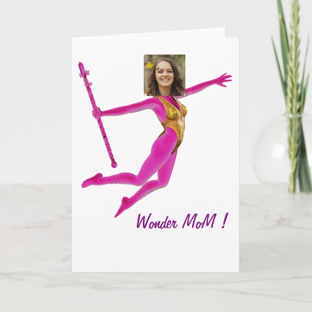 Tarjeta Festiva Pink Fushia Wonder Woman, Fairy Wand - (Anverso)