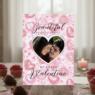 Tarjeta Festiva Pink Heart Lollipops Valentine