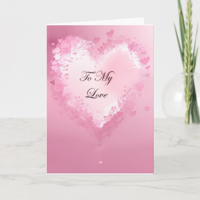 Tarjeta Festiva Pink Hearts and Flowers Valentine's Day (Anverso)