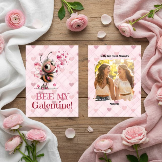 Tarjeta Festiva Pink Hearts Galentine's Day Best Friend Card (Subido por el creador)