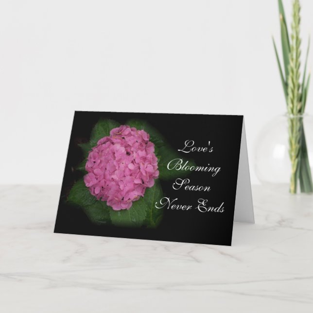 Tarjeta Festiva Pink Hydrangea Valentine (Anverso)