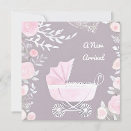 Tarjeta Festiva Pink Lilac Nueva Bonito de llegada Pram Cute Baby 