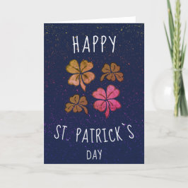 Tarjeta Festiva Pink Lucky Shamrock Clover Feliz Día de San Patric