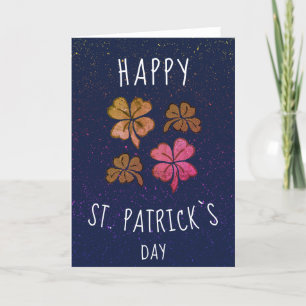 Tarjeta Festiva Pink Lucky Shamrock Clover Feliz Día de San Patric