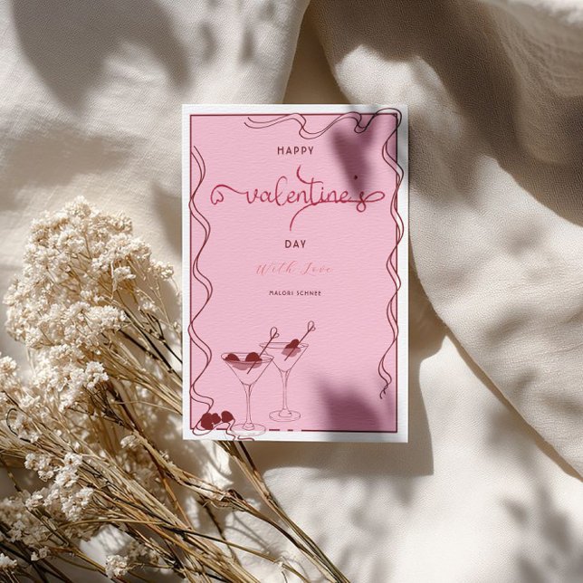 Tarjeta Festiva Pink Martini Glasse – Valentine’s Day Party  (Subido por el creador)