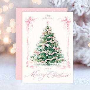 Tarjeta Festiva Pink Merry Christmas