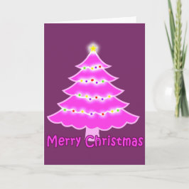 Tarjeta Festiva Pink Merry Christmas tree