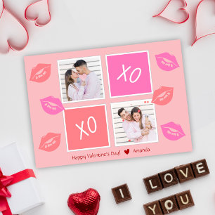 Tarjeta Festiva Pink Modern 2 Fotografía Pareja Feliz Día de San V
