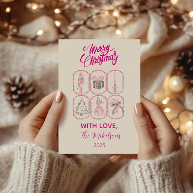 Tarjeta Festiva Pink Nutcracker Coquette Christmas (Subido por el creador)