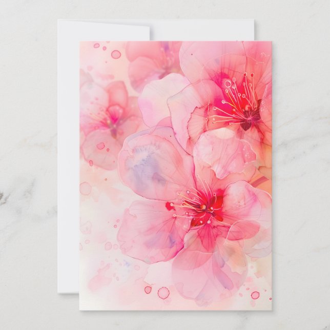 Tarjeta Festiva Pink Petal Elegance Watercolor (Anverso)