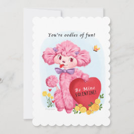 Tarjeta Festiva Pink Poodle Vintage Valentine