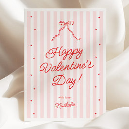 Tarjeta Festiva Pink Red Bow Galentine's Valentine's Day Card
