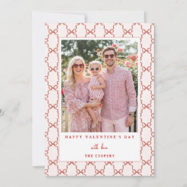 Tarjeta Festiva Pink Red Bow Happy Valentine's Day Photo Card