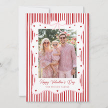 Pink Red Bow Love Happy Valentine's Day Photo Card