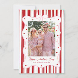 Tarjeta Festiva Pink Red Bow Love Happy Valentine's Day Photo Card