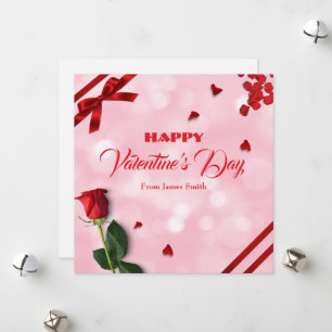 Tarjeta Festiva Pink Red Happy Birthday Valentine