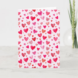 Tarjeta Festiva Pink Red Heart Paper Mache Valentines Day Card