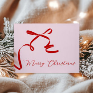 Tarjeta Festiva Pink Red Merry Christmas