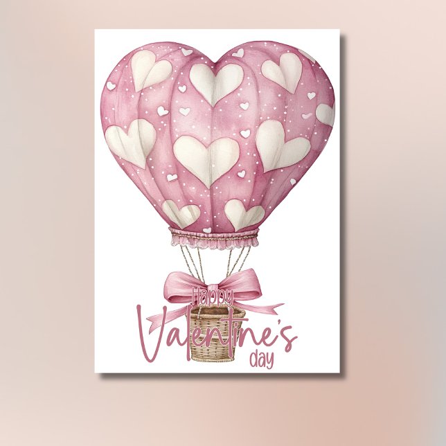 Tarjeta Festiva Pink soft heart balloon Happy Valentines Day (Subido por el creador)