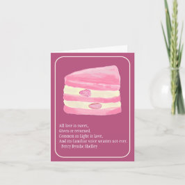 Tarjeta Festiva Pink Strawberry Cake and Poem Valentine's Day Card