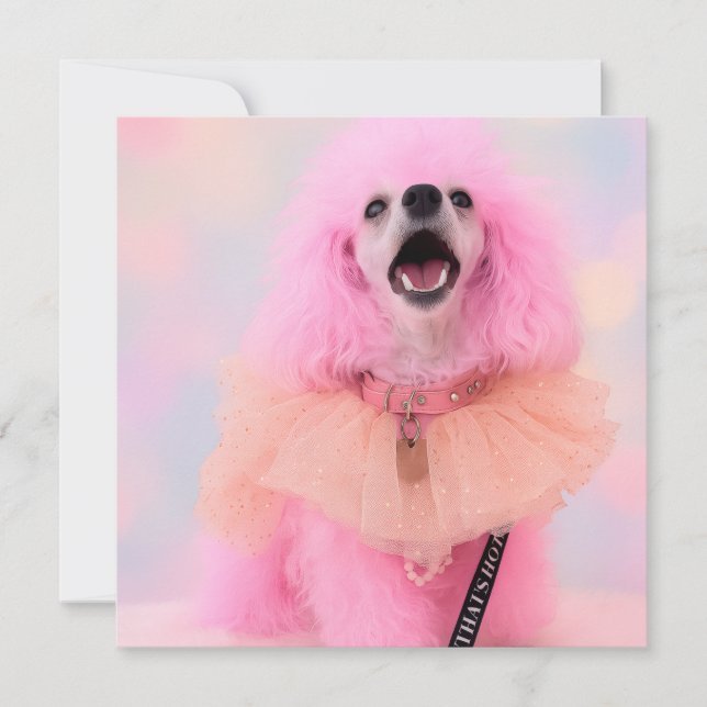 Tarjeta Festiva Pink Toy Poodle, Mozzarella The Poodle, card (Anverso)