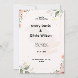 Tarjeta Festiva Pink y Green Pastel acuarela Floral Elegante