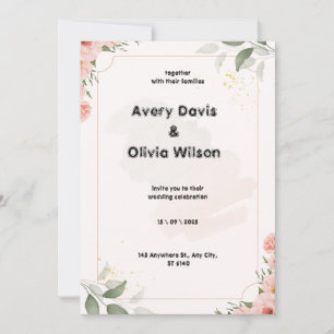 Tarjeta Festiva Pink y Green Pastel acuarela Floral Elegante