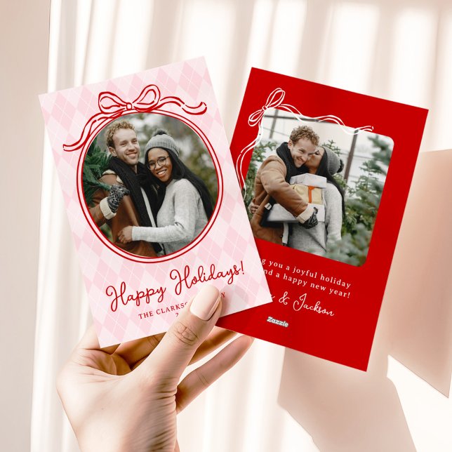 Tarjeta Festiva Pinko Extravagante Quirky y Rojo Felices Fiestas (Subido por el creador)