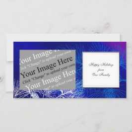 Tarjeta Festiva Pino de invierno azul y blanco personalizado