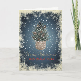 Tarjeta Festiva Pino de Navidad,Piñas,Nieve