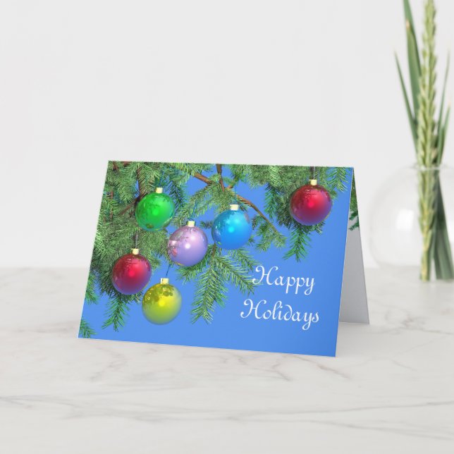 Tarjeta Festiva Pino de vacaciones en azul (Anverso)