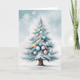 Tarjeta Festiva Pino Desnudo Pastel Gigante Adornos Brillantes